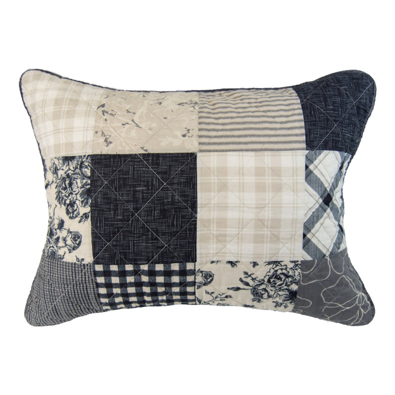King Black and Beige Cotton Reversible Quilt Set
