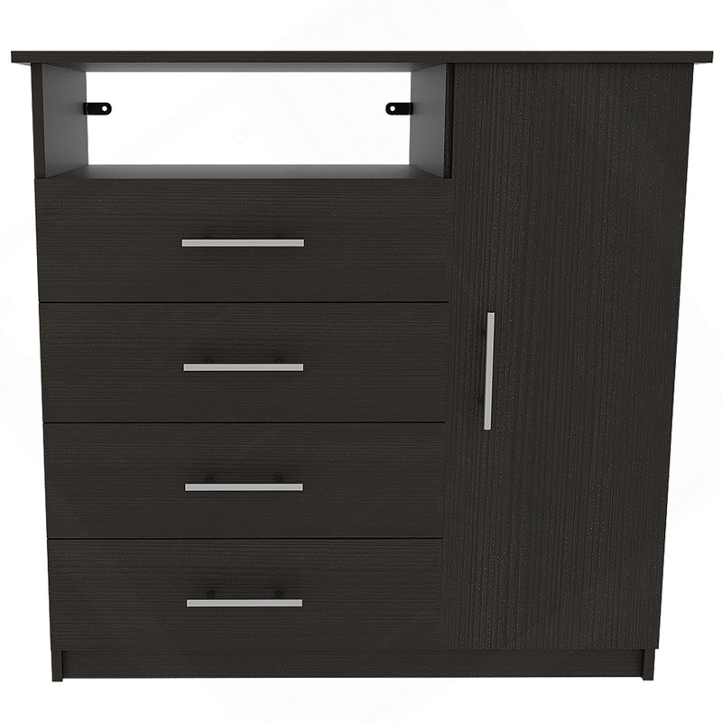 Commode simple à quatre tiroirs, Noir