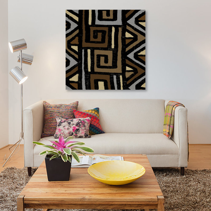 «Mudcloth Geometric Design VI», impression sur toile, H 12 po x l 12 po x P 0,75 po, Toile tendue, Pas de tapis