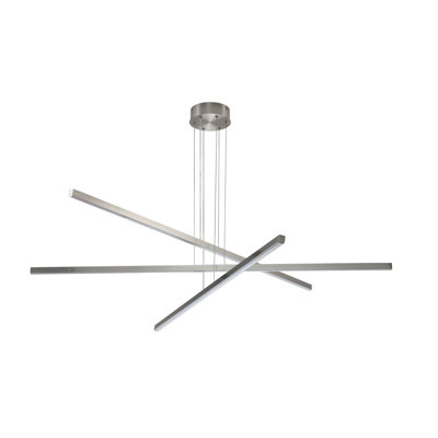 48" Modern LED Chandelier - Geometric 3-Arm Design, Adjustable Hanging, Sleek Metal Finish for Dining Room, Living Room & Office