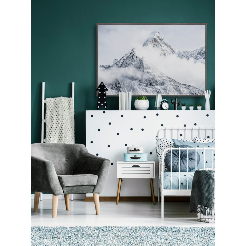 La montagne attend - peinture sur toile, L 18 po x H 12 po x P 1,5 po, Toile grise avec cadre flottant, Pas de tapis