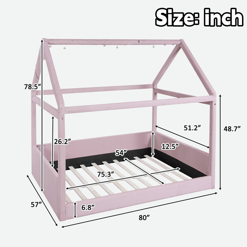 Upholstered Daybed With Led Light Strips, Pink