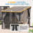 Lean-To Wall-Mounted Pergolas With Curtains And Netting-122684182