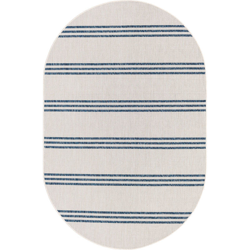 Outdoor Destiny Area Rug Bone Color, Oval 5'3" x 8'