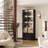 78.7'' H x 31.5'' W Bookcase With Glass Doors LED Lights Drawers-1883766650