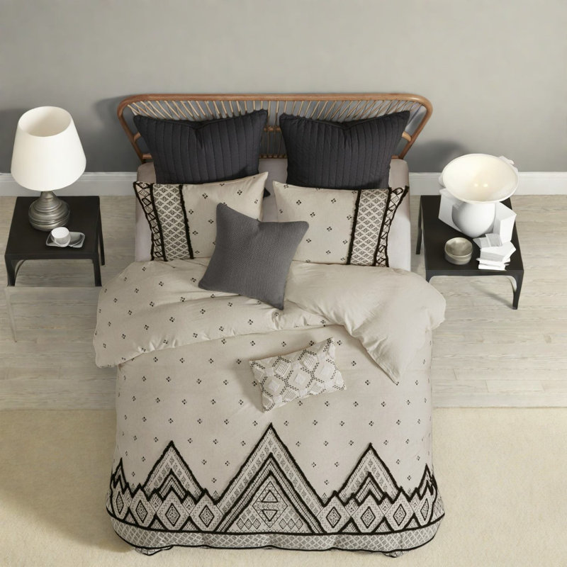 Ensemble de literie moderne multicolore, ensemble de housse de couette en lin 3 pièces