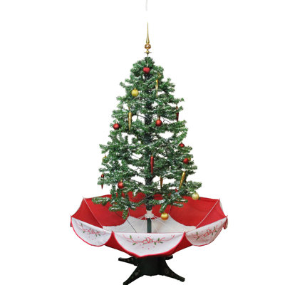 Arbre de Noël artificiel moyen 4,5 pi avec base de parasol et lumières DEL bleues 4,5 pi