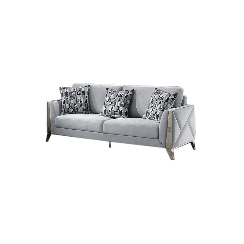 Canapé rembourré Hibbha, Velvet argent