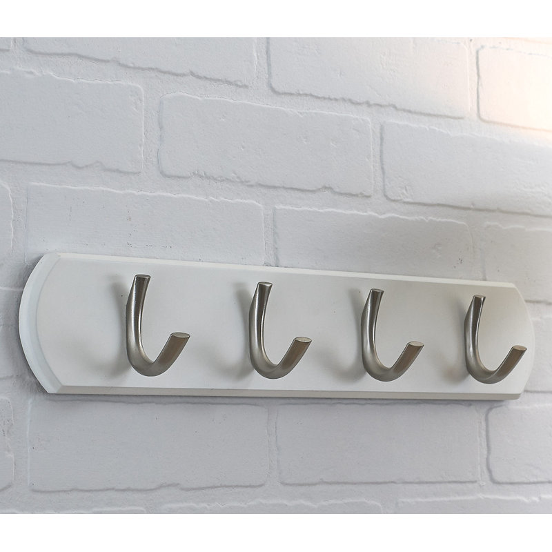 Porte-manteau mural contemporain, Blanc / Chrome