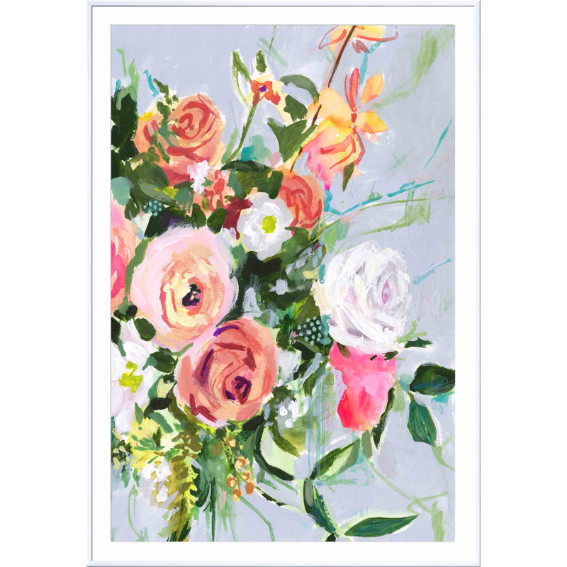 «Mottled Flora II» par Victoria Borges - peinture encadrée, Blanc, H 12 po x l 12 po