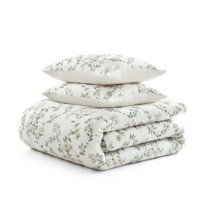 Martha Stewart Hazel Floral Beige Cotton Comforter Set