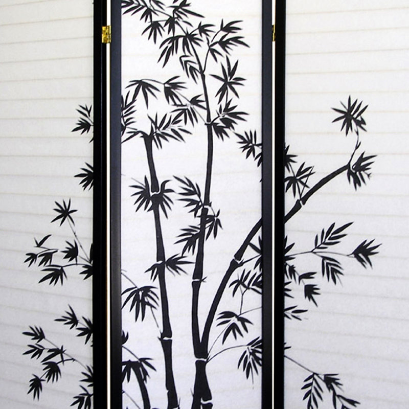70" Tall 3 Screen With Ornament And Black Finish - Partition Space Add Grace Folds Easily For Storage High -Themed Room Divider In Boundaries Compactly