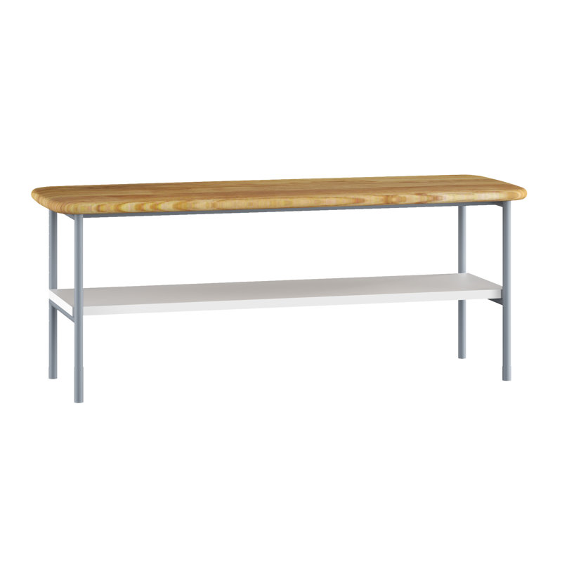 Luitpold Wood / Metal Storage Bench, Alpine White/Natural Oak Wood/Grey