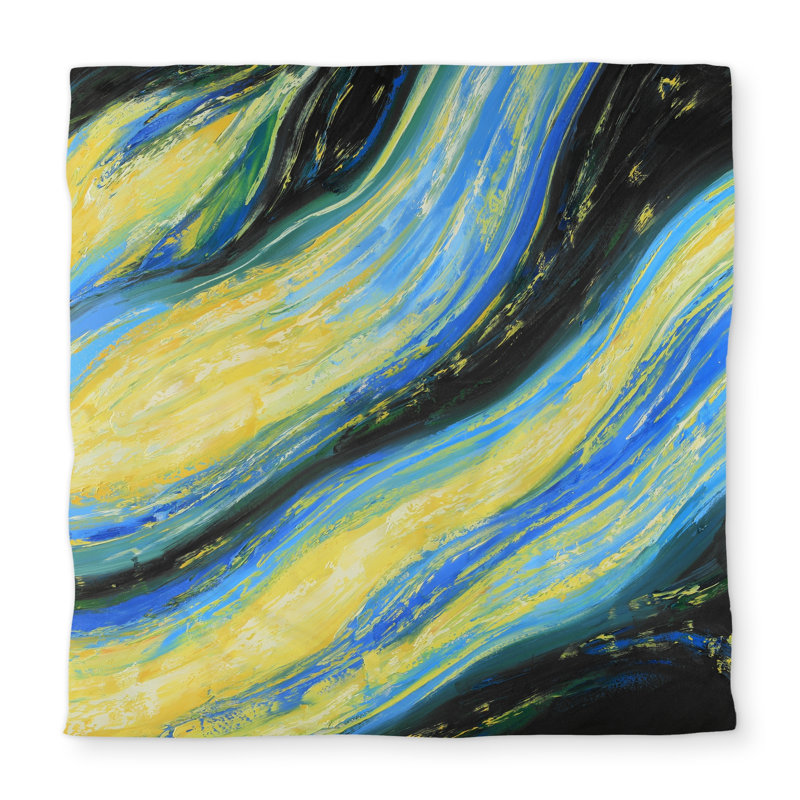 Liquid Magic Wave Blue Queen Duvet Cover - Contemporary Home Decor