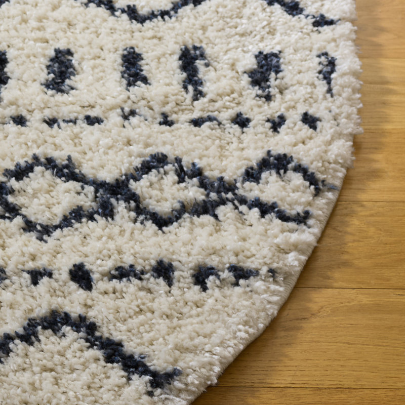 Develin Performance Chevron Rug, Round 5'1", Ivory/Slate