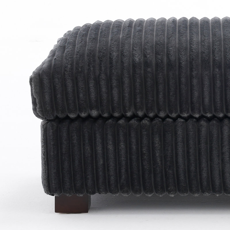 40.15cm Wide Rectangle Solid Colour Footstool Ottoman, Grey