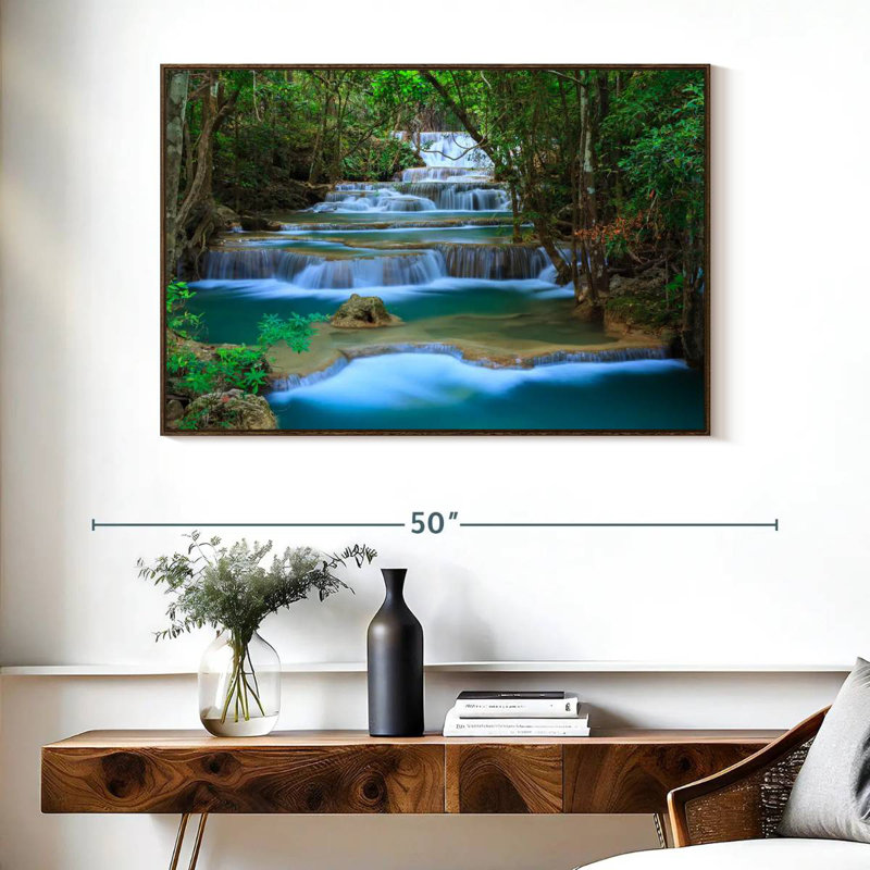 Cascade de la forêt de Kanchanaburi, Cadre flottant noyer, 40 po x 27 po