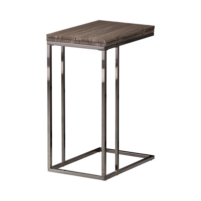 Table à collation industrielle aux couleurs grises et noires - utilisation polyvalente avec des détails en métal vieilli