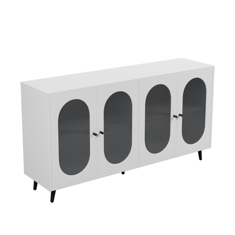 Modern Sideboard with 4 Acrylic Doors, White