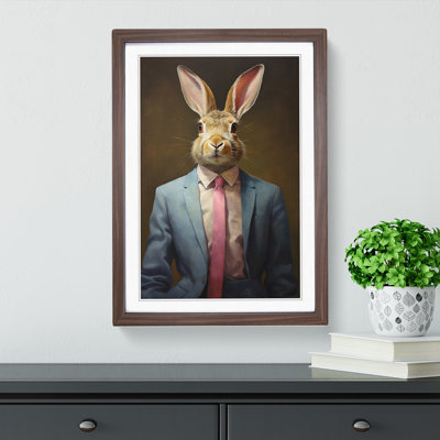 Rabbit In A Suit No.4 - Single Picture Frame Print on Wood