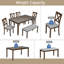Ensemble de salle à manger de cuisine 6 pièces, table de salle à manger rectangulaire en bois avec 4 chaises rembourrées et un banc, ensemble de table de salle à manger pour 6 personnes, salon, bar et cuisine, noyer-494610279
