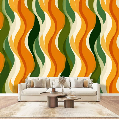 Peel and Stick Wallpaper Wall Mural Retro seamless from 50s 60s Seamless abstract Vintage sixties style 10 Wall Art Self Adhesive and Removable