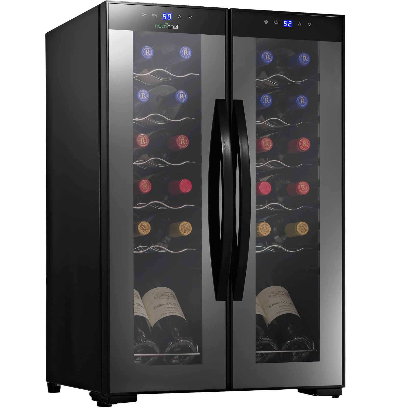 NutriChef Dual Zone 19.29'' Freestanding 24 Bottle Wine Refrigerator — FIN-0014423 | Fridge.com
