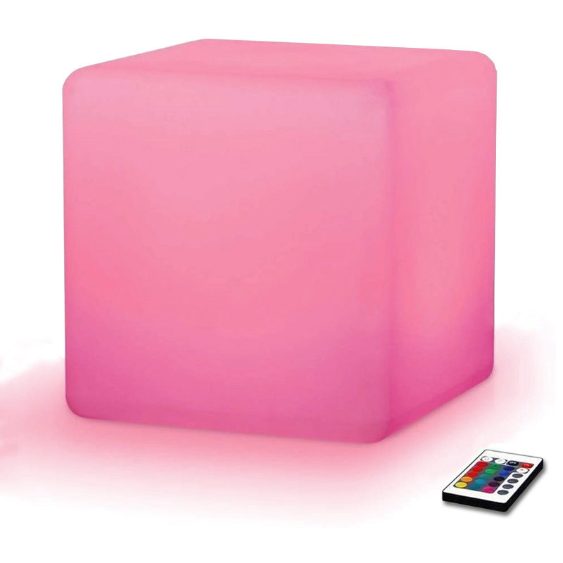 Modern Home LED Glowing Cube Box Stool w/Infrared Remote Control - Color Changing Light Indoor/Outdoor Weatherproof Stool