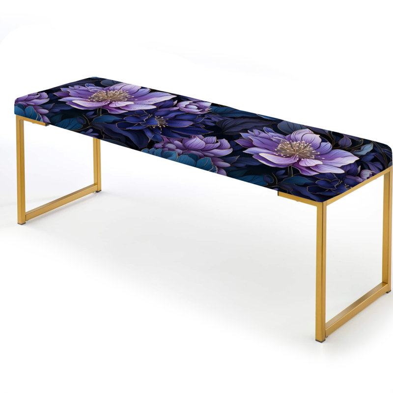 Moody Flora Moody Patterns - Floral Upholstered Gold Bench
