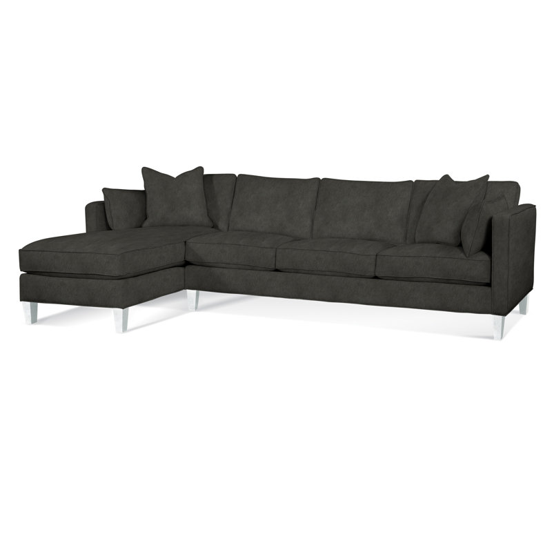 Lenox Chaise Sectional, Blue Buffalo Check; 0120-61, Left Hand Facing, Frost White