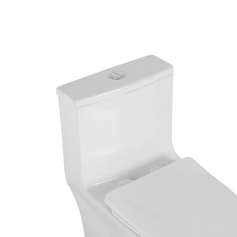 Une toilette en céramique allongée de 1,1 / 1,6 po, à hauteur confortable, blanche, avec siège stable en céramique T039wt, longue durée
