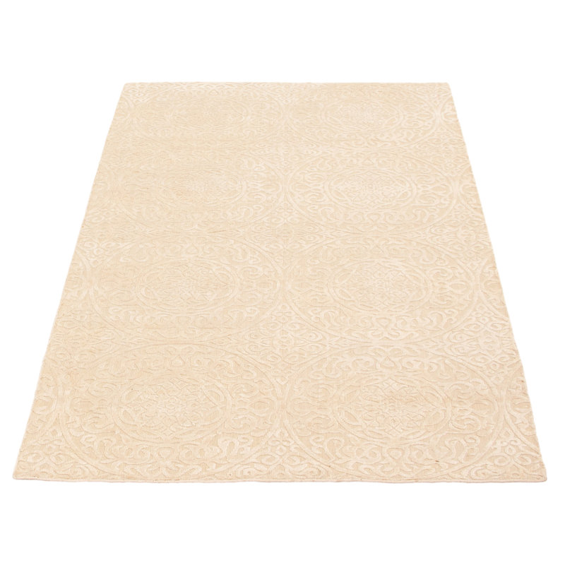 Tapis géométrique ivoire tissé à la main