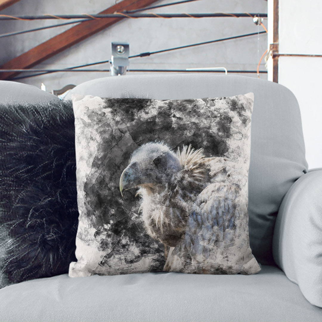 Vulture Bird Watercolour Cushion with Filling