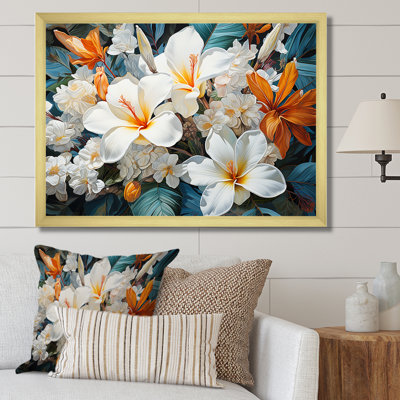 " Beige And White Plumeria Blossom "