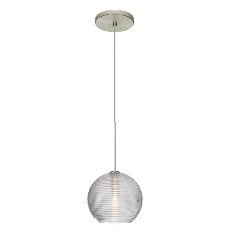 Luminaire suspendu sphère 1 lumière Kristall, Nickel satiné, Transparent