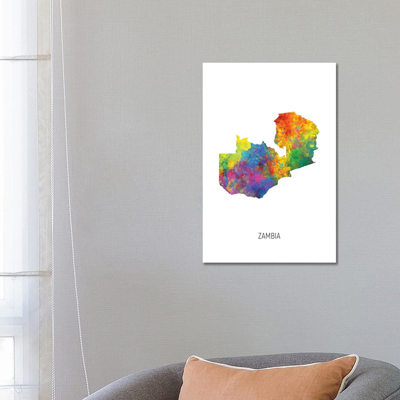 Zambia Map by Michael Tompsett - Wrapped Canvas Print, 66.04 cm H x 45.72 cm W x 3.175 cm D