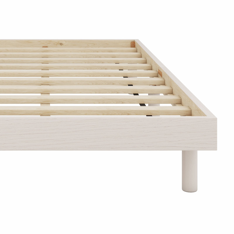 Modern Design Floating Platform Bed Frame, Twin, White Washed