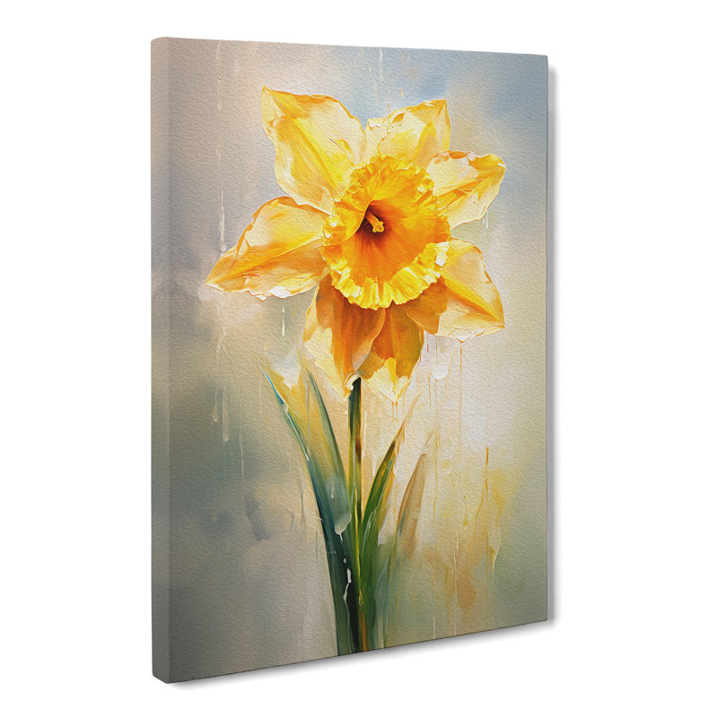 Daffodil Flower Impressionism - Wrapped Canvas Print, 76cm H x 50cm W x 3cm D