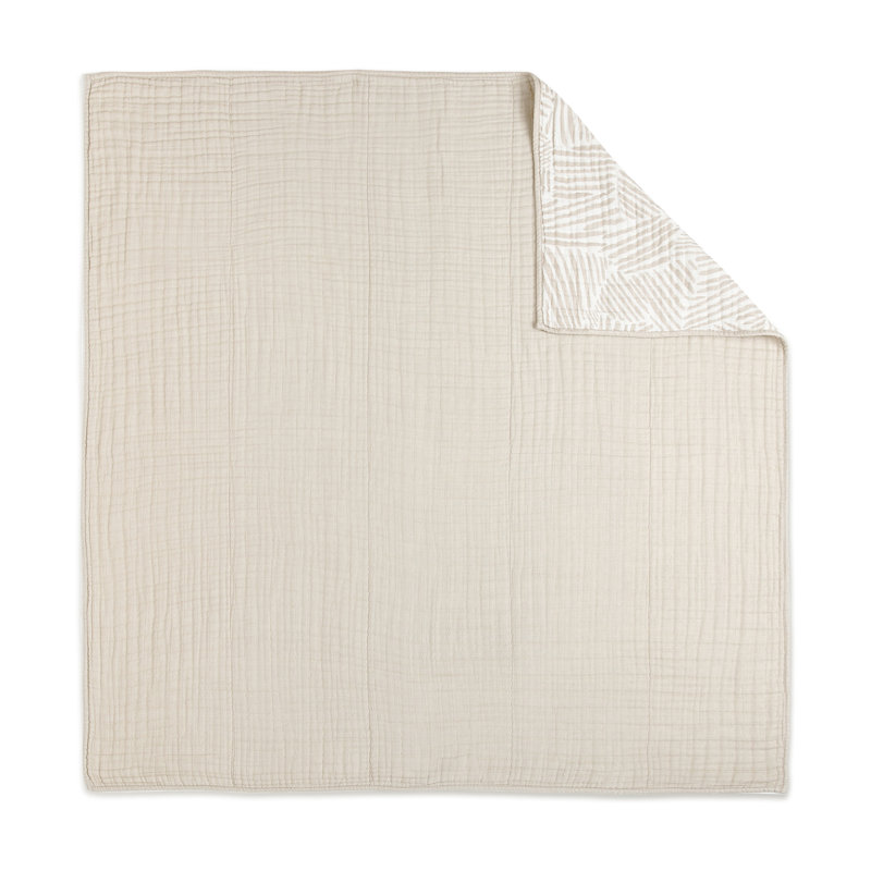 Organic Cotton Oat Stripe Toddler Quilt with Trim Embellishment