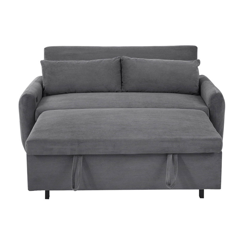 Canapé-lit 57,48 "convertible 2 places avec canapé-lit et canapé-lit moderne avec deux coussins décoratifs et ports USB pour le salon