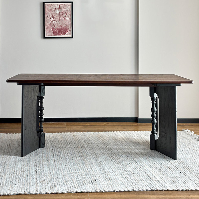 Table de salle à manger rétro élégante en bois massif, H 29,52 po x L 78,74 po x l 35,43 po