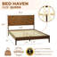 Structure de lit grand en bois massif avec tête de lit, lit plateforme scandinave d'une capacité de 800 lb, finition noyer, antidérapant et silencieux, pas de sommier tapissier nécessaire-1633583106-1633583105
