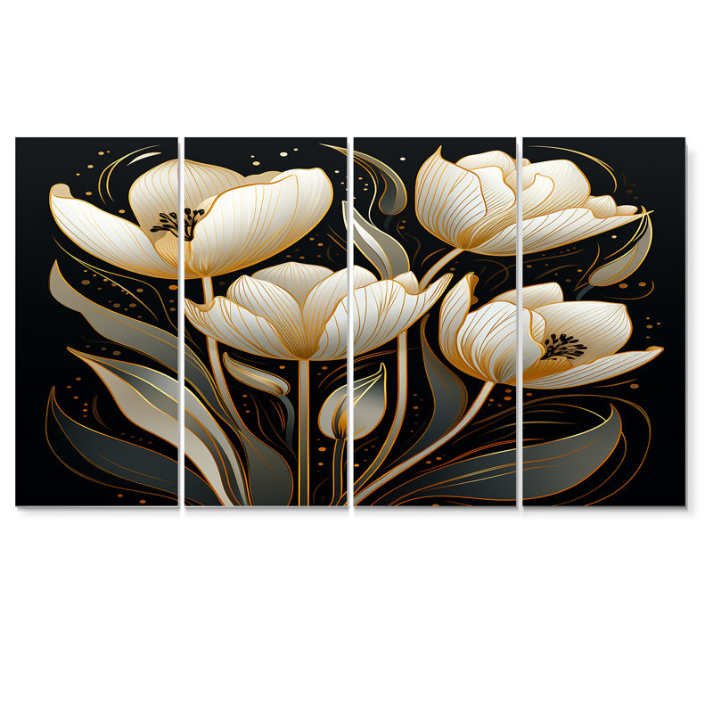Gosnold - Tulipes, art mural 4 pièces, H 28 po x l 48 po