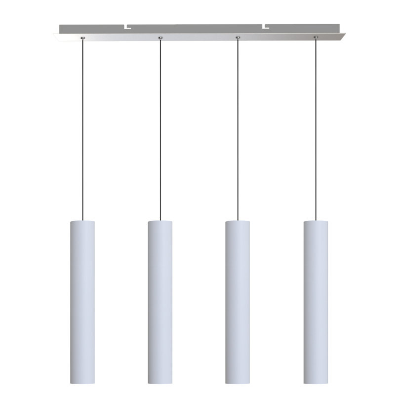Luminaire suspendu linéaire à 4 lumières pour îlot de cuisine Chambery, Blanc