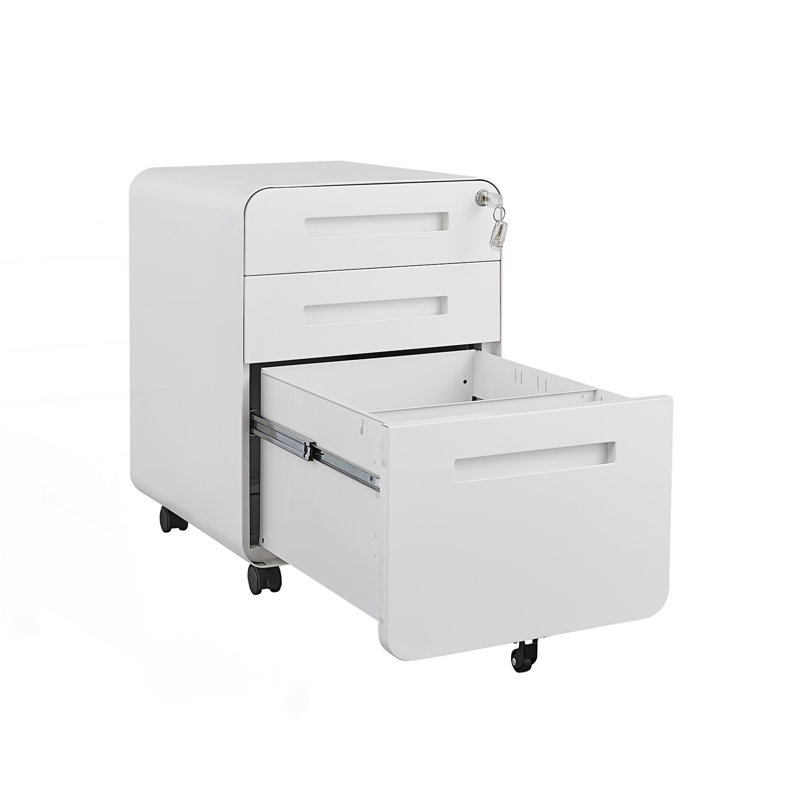 Classeur mobile 3 tiroirs, armoire de rangement polyvalente de style simple, armoire de rangement de salon, Blanc