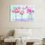 Trio flamant rose Brampt sur fond bleu-107707807