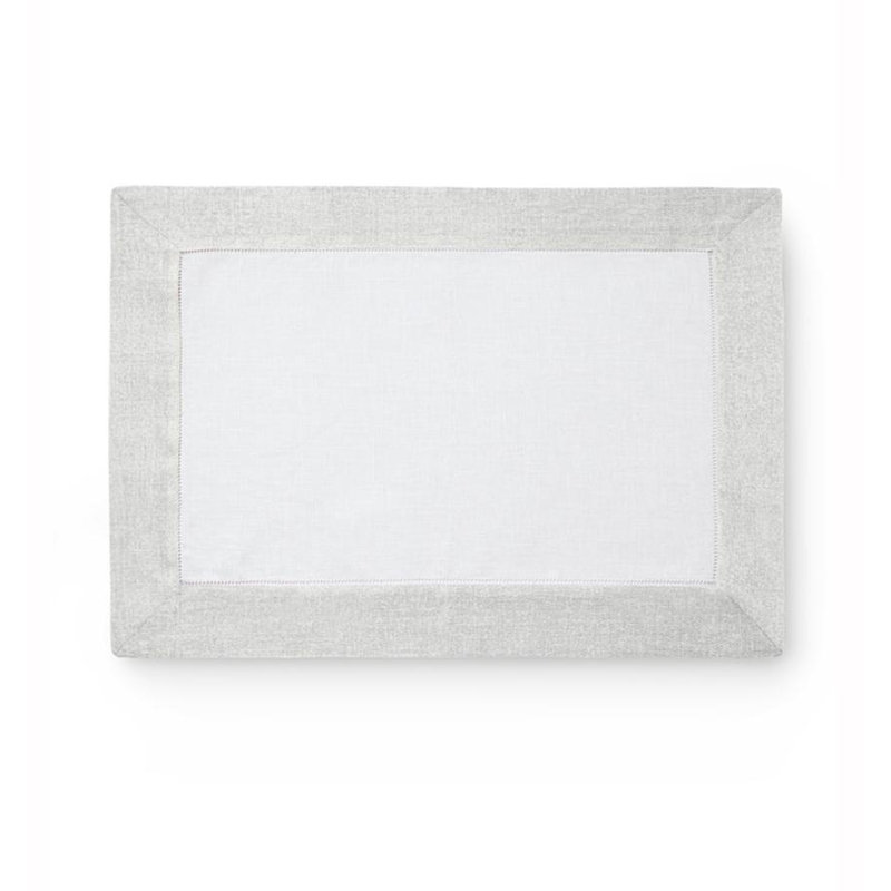 Filetto Rectangle Placemats, White/Silver