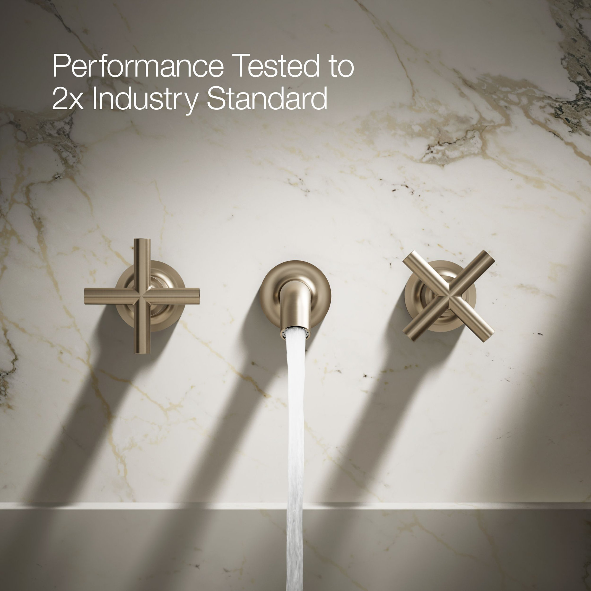 Purist Wall-Mounted Bathroom Faucet, Vibrant Brushed Bronze, Cross Handle