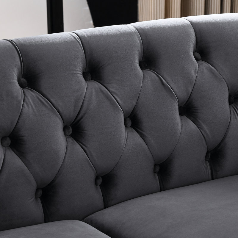 3 + 2 In Grey Velvet - Nailhead Trim For Sophistication, Structure Classic Design With Modern Twist, Build