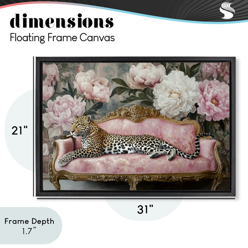 Cadre flottant Where The Leopard Dreams, design par Tina LeCour, Cadre flottant noir de jais, H 21 po x l 31 po